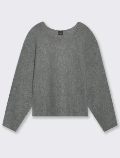 Piazza Italia Maglia con filo effetto metallizzato paricollo e manica a pipistrello - mel. Grigio Online