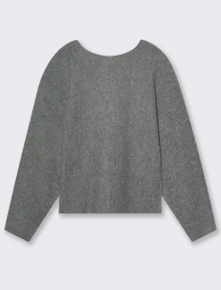 Piazza Italia Maglia con filo effetto metallizzato paricollo e manica a pipistrello - mel. Grigio Online