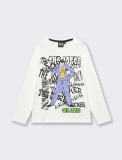 Piazza Italia Maglia con manica in contrasto, stampata con personaggio the Joker da bambino - sporco Bianco Hot