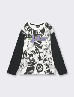 Piazza Italia Maglia con manica in contrasto, stampata con personaggio the Joker da bambino - Nero Best