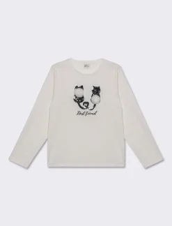 Piazza Italia Maglia con paillettes, pon pon e stampa - sporco Bianco Cheap