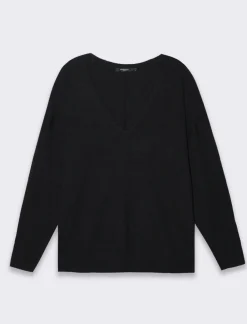 Piazza Italia Maglia con parte posteriore più lunga e spacchi laterali - Nero Online