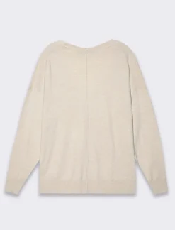 Piazza Italia Maglia con parte posteriore più lunga e spacchi laterali - Avorio Beige Best