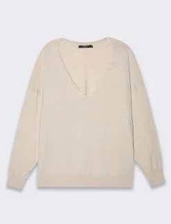 Piazza Italia Maglia con parte posteriore più lunga e spacchi laterali - Avorio Beige Best