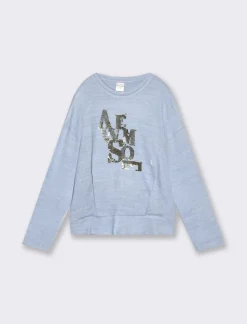 Piazza Italia Maglia con piegoni e paillettes reversibili - Azzurro Discount