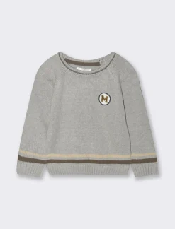 Piazza Italia Maglia con righe jacquard e patch - mel. Grigio Discount