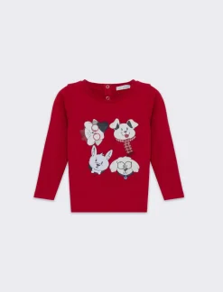 Piazza Italia Maglia con stampa cagnolini - Rosso Clearance