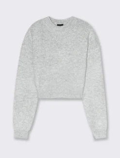 Piazza Italia Maglia crop manica lunga giro collo con spalla a T - Grigio chiaro Fashion