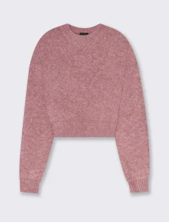 Piazza Italia Maglia crop manica lunga giro collo con spalla a T - Rosa Outlet