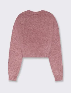 Piazza Italia Maglia crop manica lunga giro collo con spalla a T - Rosa Outlet