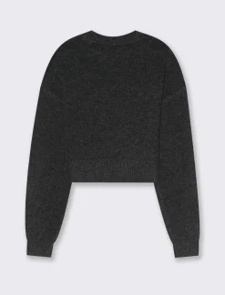 Piazza Italia Maglia crop manica lunga giro collo con spalla a T - Antracite melange Grigio New