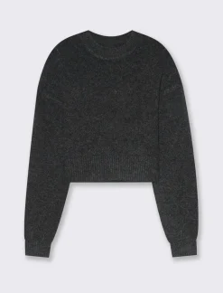 Piazza Italia Maglia crop manica lunga giro collo con spalla a T - Antracite melange Grigio New