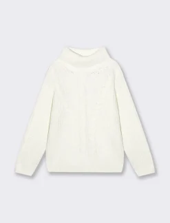 Piazza Italia Maglia da bambina a collo alto e vestibilità ampia - sporco Bianco Flash Sale