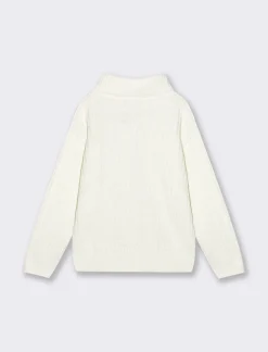 Piazza Italia Maglia da bambina a collo alto e vestibilità ampia - sporco Bianco Flash Sale