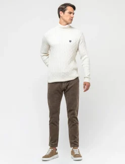 Piazza Italia Maglia dolcevita lavorazione a trecce con ricamo sul petto, regular fit - ecru Beige Flash Sale