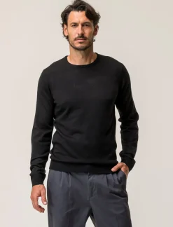 Piazza Italia Maglia girocollo basic regular fit - Nero Cheap