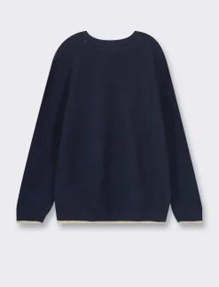 Piazza Italia Maglia girocollo con finto taschino frontale, etichetta al fondo, stile casual - Blu Cheap