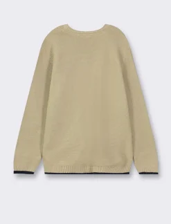 Piazza Italia Maglia girocollo con finto taschino frontale, etichetta al fondo, stile casual - Beige New