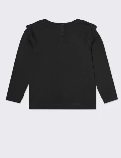 Piazza Italia Maglia girocollo con inserti alle spalle e stampa frontale - Nero New