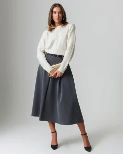 Piazza Italia Maglia girocollo con lavorazioni e filo effetto metalizzato - Avorio Beige Flash Sale