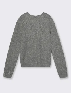 Piazza Italia Maglia girocollo con lavorazioni e filo effetto metalizzato - melange Grigio Outlet