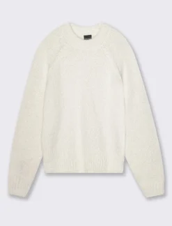 Piazza Italia Maglia girocollo con manica raglan fondo e polsini a costa elastica - Avorio Beige Outlet