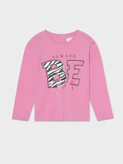 Piazza Italia Maglia girocollo con stampa sul davanti in 3 varianti colore - Rosa Cheap