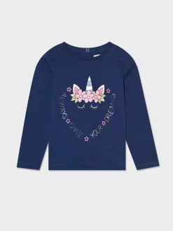 Piazza Italia Maglia girocollo con stampa sul davanti in 3 varianti colore - Blu Online