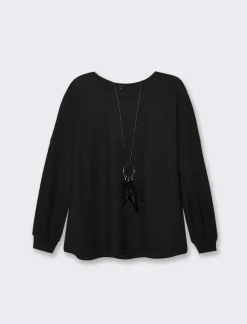 Piazza Italia Maglia girocollo con tessuto a coste - Nero New