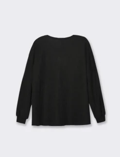 Piazza Italia Maglia girocollo con tessuto a coste - Nero New