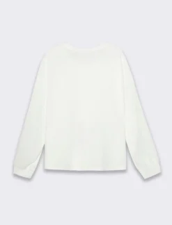 Piazza Italia Maglia girocollo con tessuto a coste - latte Bianco Discount