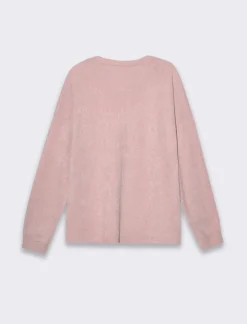 Piazza Italia Maglia girocollo con tessuto a coste - Rosa Online