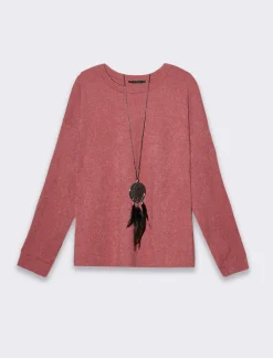 Piazza Italia Maglia girocollo con tessuto a coste - cipolla Rosa Outlet