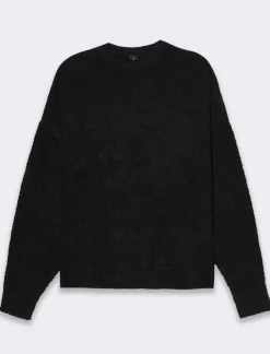 Piazza Italia Maglia girocollo e manica lunga taglio crop tessuto effetto pelliccia - Nero Best