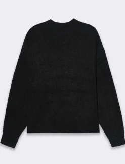 Piazza Italia Maglia girocollo e manica lunga taglio crop tessuto effetto pelliccia - Nero Best