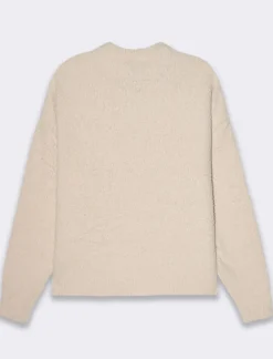 Piazza Italia Maglia girocollo e manica lunga taglio crop tessuto effetto pelliccia - Avorio Beige Store
