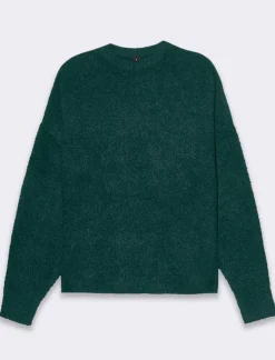 Piazza Italia Maglia girocollo e manica lunga taglio crop tessuto effetto pelliccia - Verde scuro Cheap