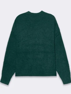 Piazza Italia Maglia girocollo e manica lunga taglio crop tessuto effetto pelliccia - Verde scuro Cheap