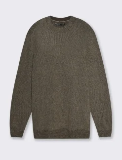 Piazza Italia Maglia girocollo effetto lana regular fit con lavorazione a coste - kaki Verde Flash Sale