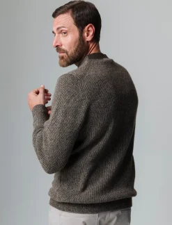 Piazza Italia Maglia girocollo effetto lana regular fit con lavorazione a coste - kaki Verde Flash Sale