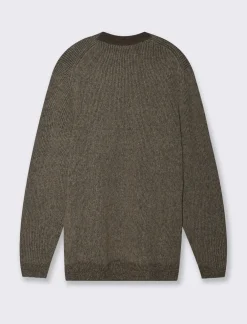 Piazza Italia Maglia girocollo effetto lana regular fit con lavorazione a coste - kaki Verde Flash Sale