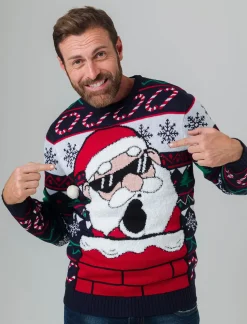 Piazza Italia Maglia girocollo fantasia jacquard natalizia multicolor con applicazioni 3D - Blu Online