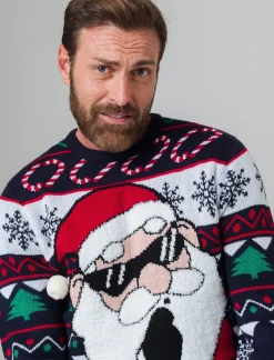 Piazza Italia Maglia girocollo fantasia jacquard natalizia multicolor con applicazioni 3D - Blu Online