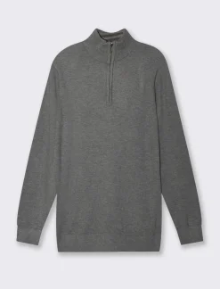 Piazza Italia Maglia girocollo filato premium regular fit con toppe effetto suede - mel. Grigio Hot