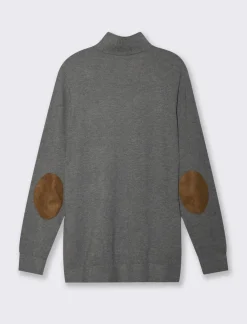 Piazza Italia Maglia girocollo filato premium regular fit con toppe effetto suede - mel. Grigio Hot