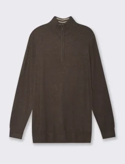 Piazza Italia Maglia girocollo filato premium regular fit con toppe effetto suede - Moro Marrone Cheap