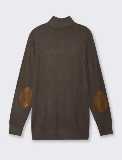 Piazza Italia Maglia girocollo filato premium regular fit con toppe effetto suede - Moro Marrone Cheap