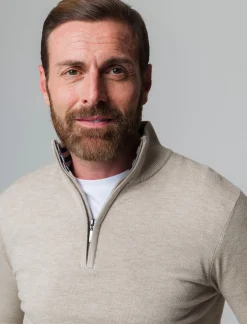 Piazza Italia Maglia girocollo filato premium regular fit con toppe effetto suede - Beige Online