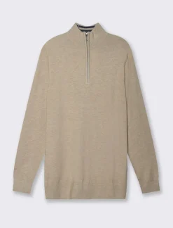 Piazza Italia Maglia girocollo filato premium regular fit con toppe effetto suede - Beige Online