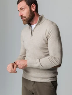 Piazza Italia Maglia girocollo filato premium regular fit con toppe effetto suede - Beige Online